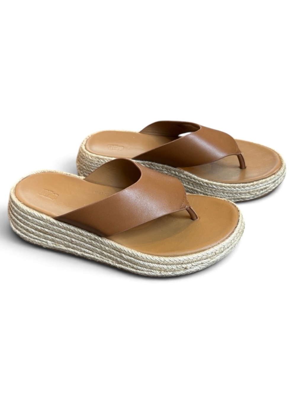 FitFlop F-mode Espadrille Leather Flatform Sandals Women’s 6